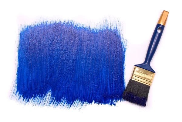 Cepillo profesional con pintura azul — Foto de Stock