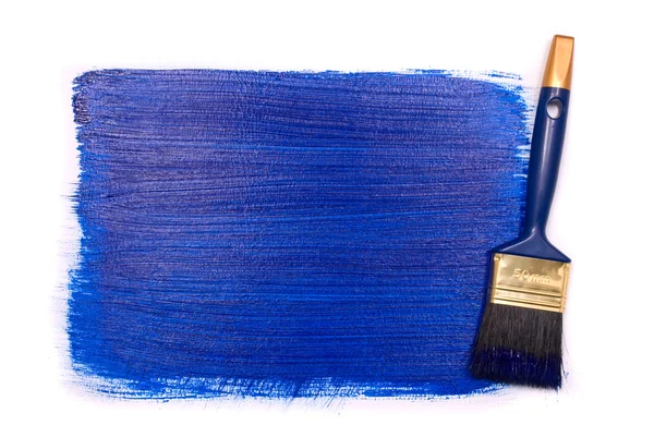 Επαγγελματική βούρτσα με μπλε χρώμα στο λευκό ΒΑ — Φωτογραφία Αρχείου