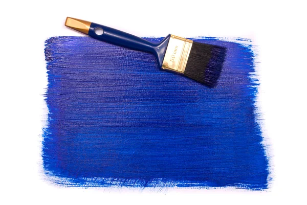 专业刷有蓝色的油漆 — 图库照片