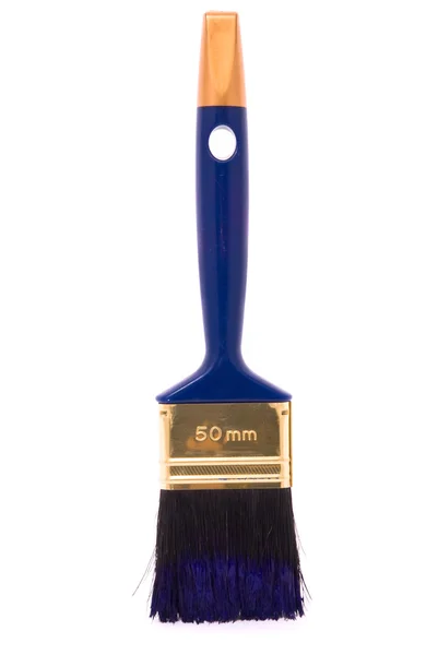 Brush with blue paint on the white background — Stock Photo, Image