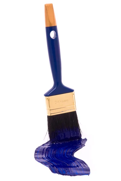 Pinsel mit blauer Farbe — Stockfoto