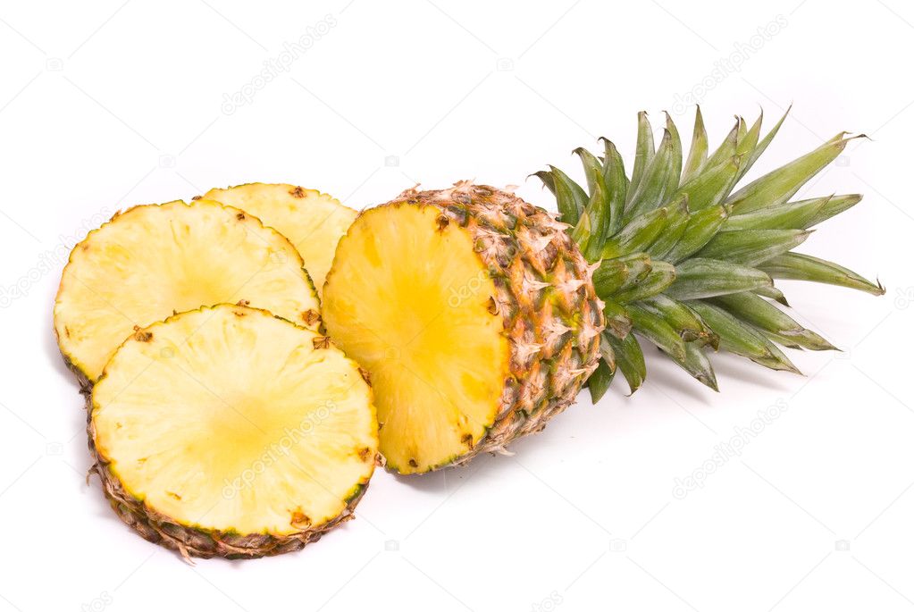 Sliced Pineapple on a white background