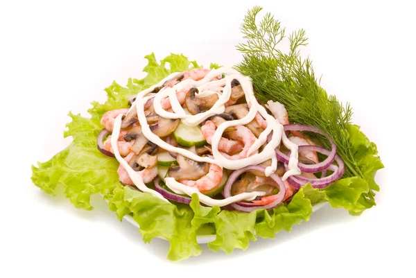 Salat aus Garnelen mit Feldpilzen — Stockfoto