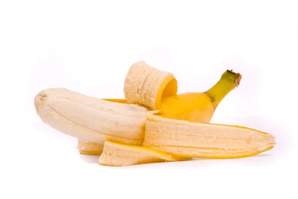 Uma única banana fresca descascada — Fotografia de Stock