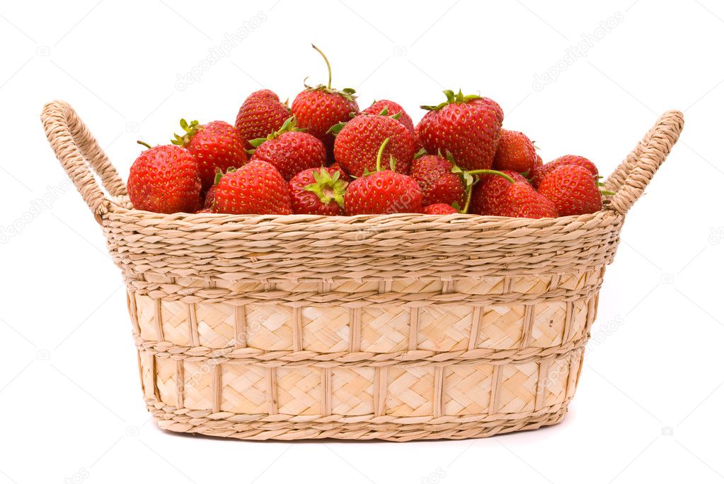 Garden Strawberries in wooden basket