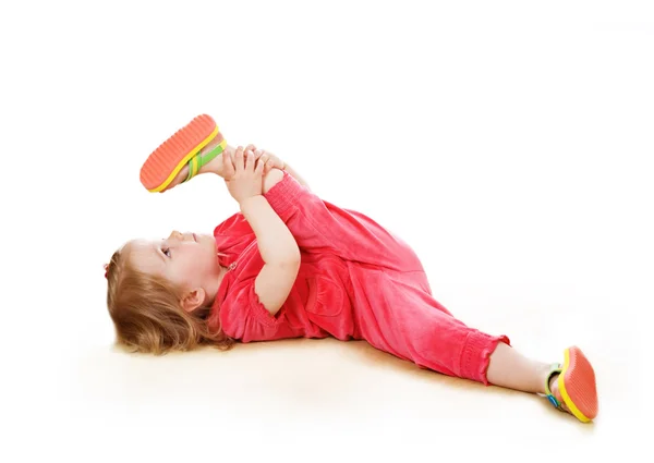 2 anos de idade menina faz pilates — Fotografia de Stock