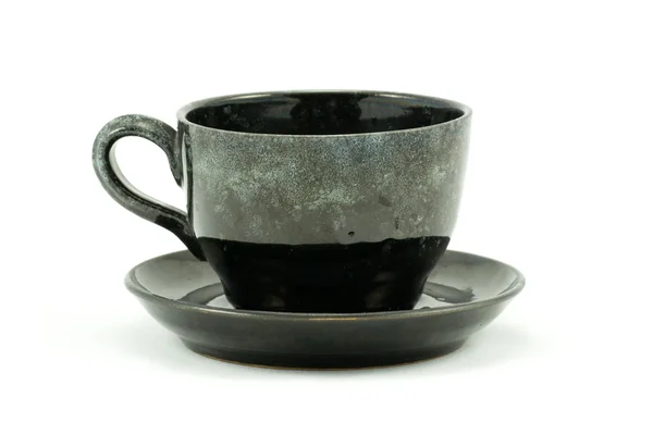 Zwarte keramische koffiekopje — Stockfoto