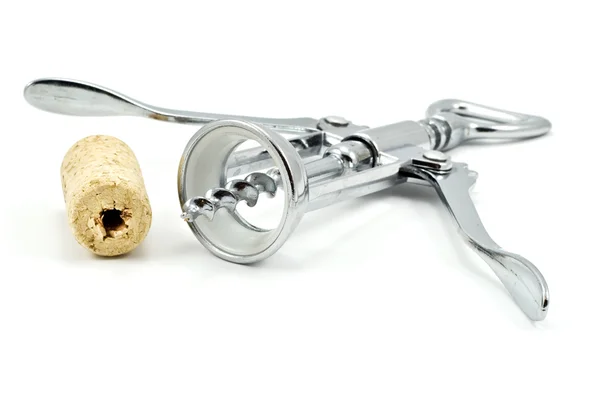 Bottle-screw and cork — Stock Photo, Image