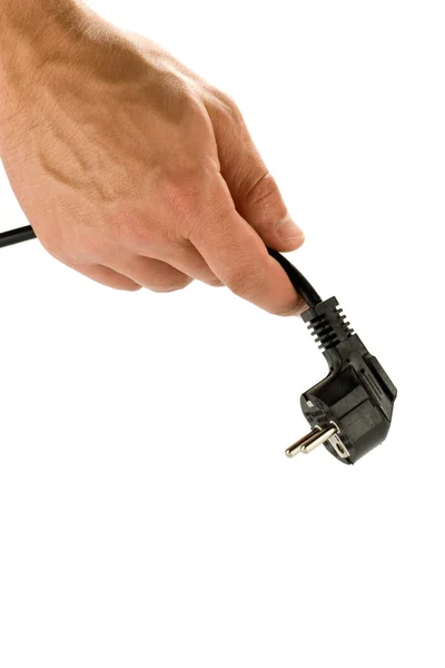 Hand with plug — Stock Photo, Image