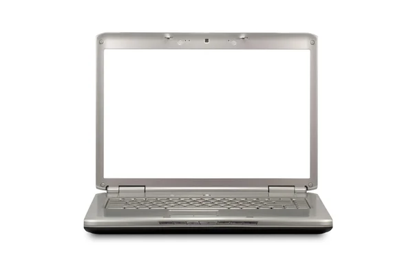 Laptop-val üres monitor — Stock Fotó