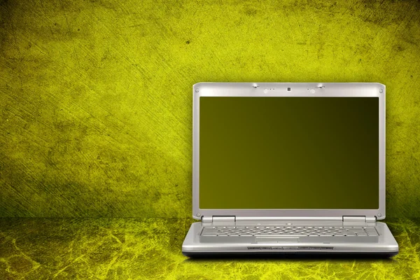 Computer on green background — Stock Photo, Image