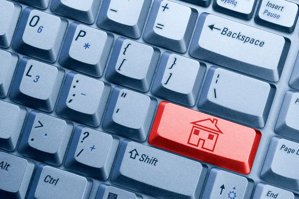 Computer button with house icon — Stock Photo, Image