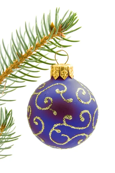 蓝色的圣诞树球 — 图库照片