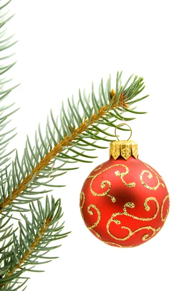 Κόκκινη μπάλα χριστουγεννιάτικο δέντρο — Φωτογραφία Αρχείου