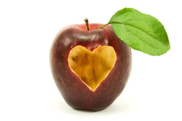Apple with a heart shape — Stock Photo, Image