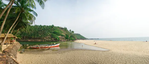 Goa's beach with river and sea — Stock Photo, Image