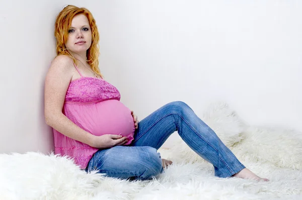 stock image Portrait of a redhead pregnant