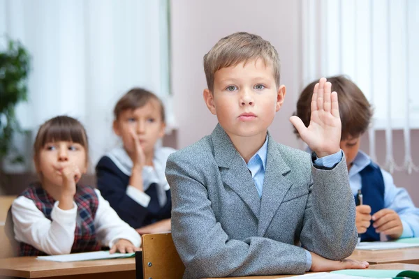 Schoolboy answer on question Stock Image