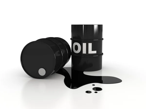 Dois barris de óleo em derramamento — Fotografia de Stock