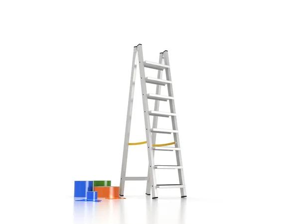 Stepladder and paints