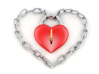 Chain with lock as heart clipart