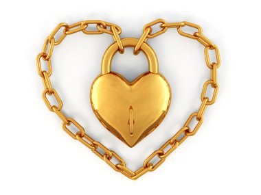 Chain with lock as heart clipart