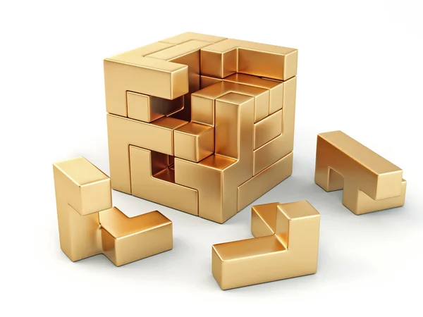 Un cubo construido con bloques. Puzzle — Foto de Stock