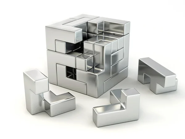 Куб побудований з блоків. головоломки — стокове фото
