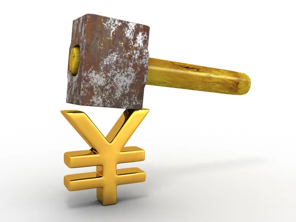 Martello con segno yen — Foto Stock