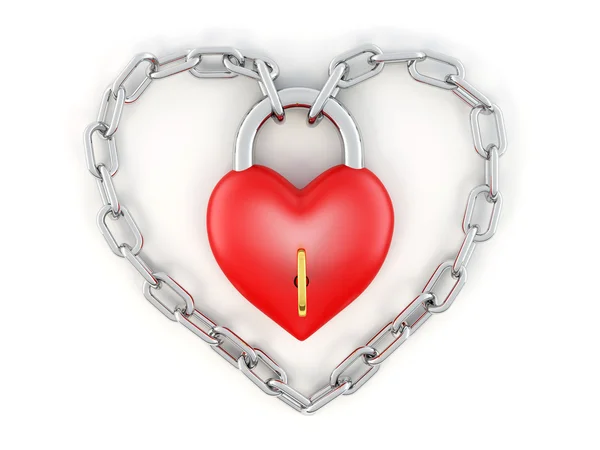 Řetěz se zámkem srdce — Stock fotografie