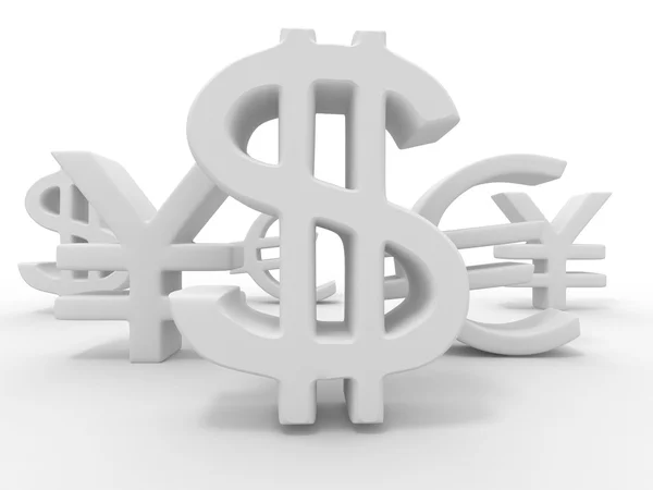 Yen, dolar, euro. işaretler — Stok fotoğraf