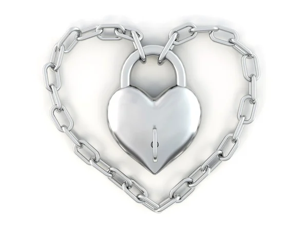 Catena con serratura come cuore — Foto Stock