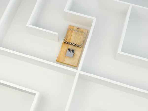 Mousetrap on labyrinth — Stock Photo, Image