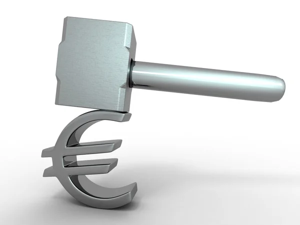 Martillo con signo euro — Foto de Stock