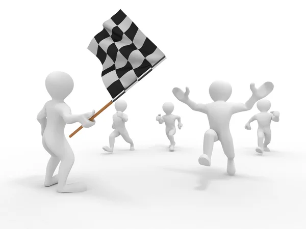 stock image Men with checkered flag