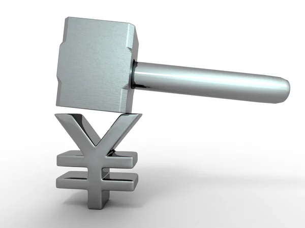 Hammer mit Zeichen Yen — Stockfoto