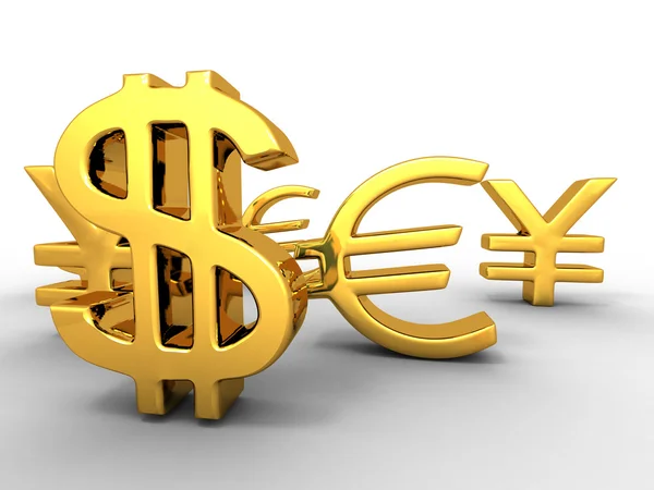 Yen, dollar, euro. Signes — Photo