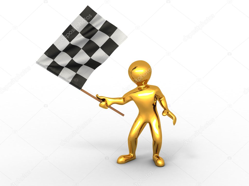 Men with checkered flag
