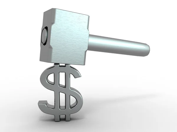 Hammer with sign dollar — Stock Photo, Image