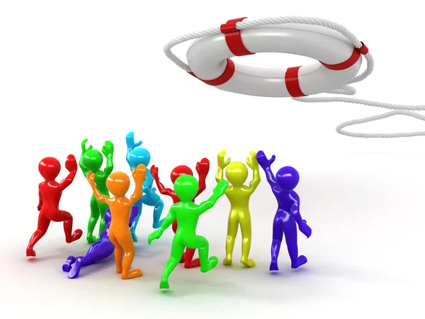 Group of and lifebouy — Stock Photo, Image