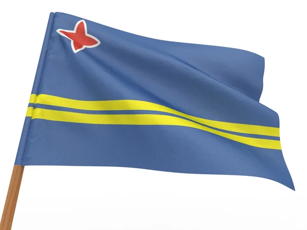 Bandera ondeando en el viento. Aruba. — Foto de Stock
