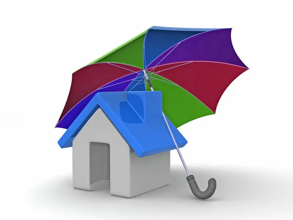 Dom i parasol — Zdjęcie stockowe