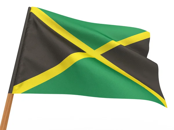在风中飘扬的旗帜。牙买加 — 图库照片