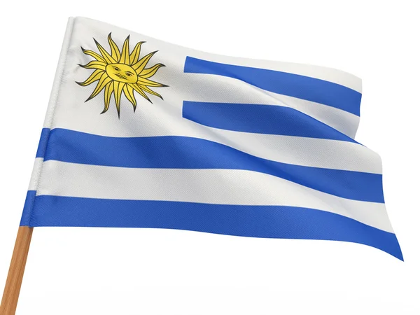 Flaggan fladdrar i vinden. Uruguay — Stockfoto