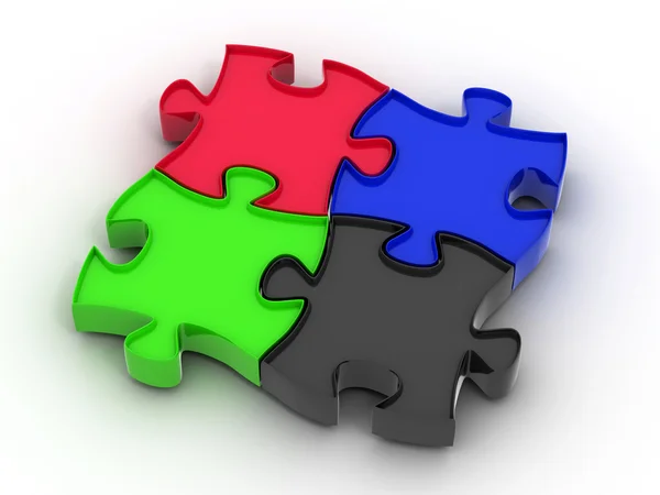 Four colored puzzle — Stock Photo, Image