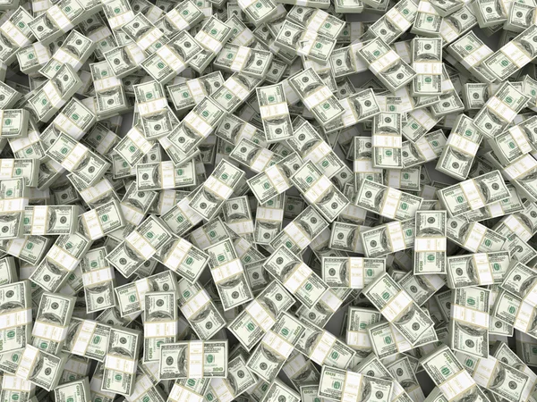 Rijkdom. achtergrond van verpakkingen van dollar. 3D — Stockfoto