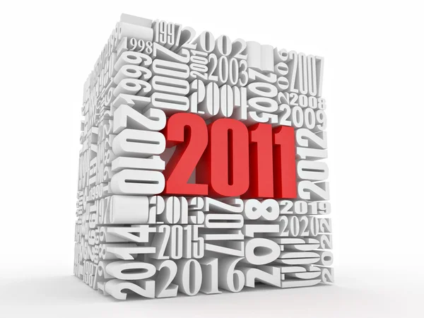 Ano Novo 2011. Cubo constituído pelos números — Fotografia de Stock