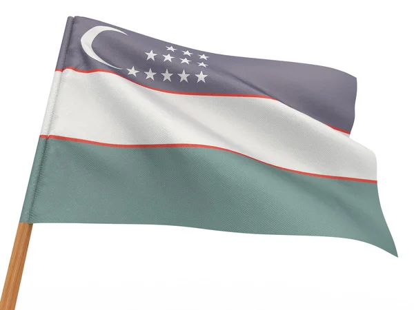 Flaggan fladdrar i vinden. Uzbekistan — Stockfoto