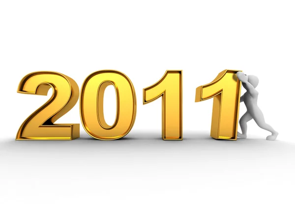 Neujahr. Männer mit Zahlen 2011 — Stockfoto