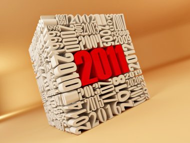 New year 2011. Cube consisting of the numbers